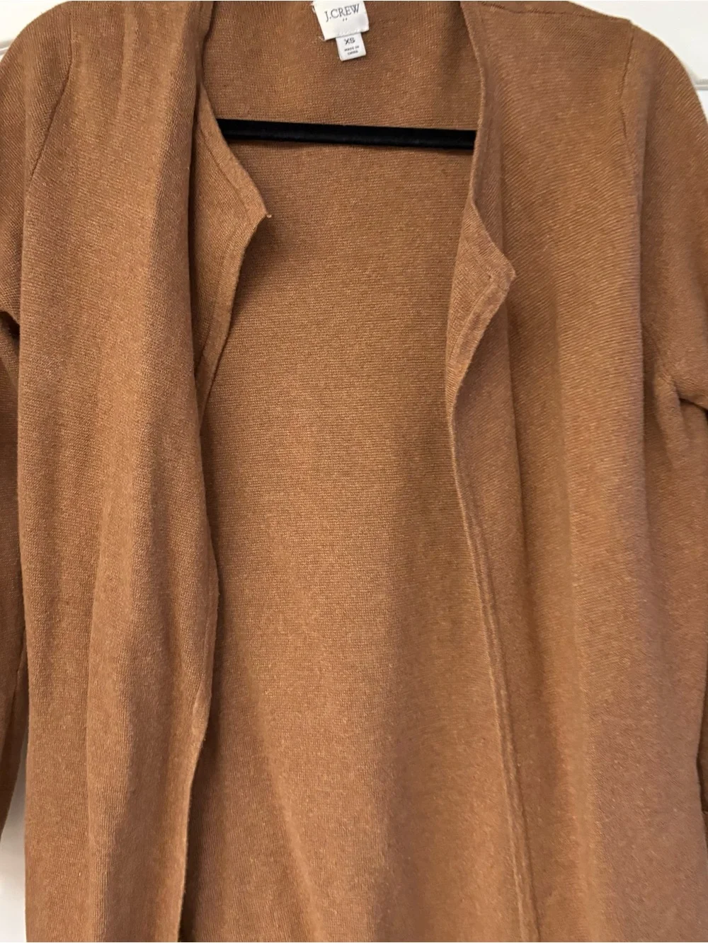 J. Crew Camel Open-Front Knit Cardigan
